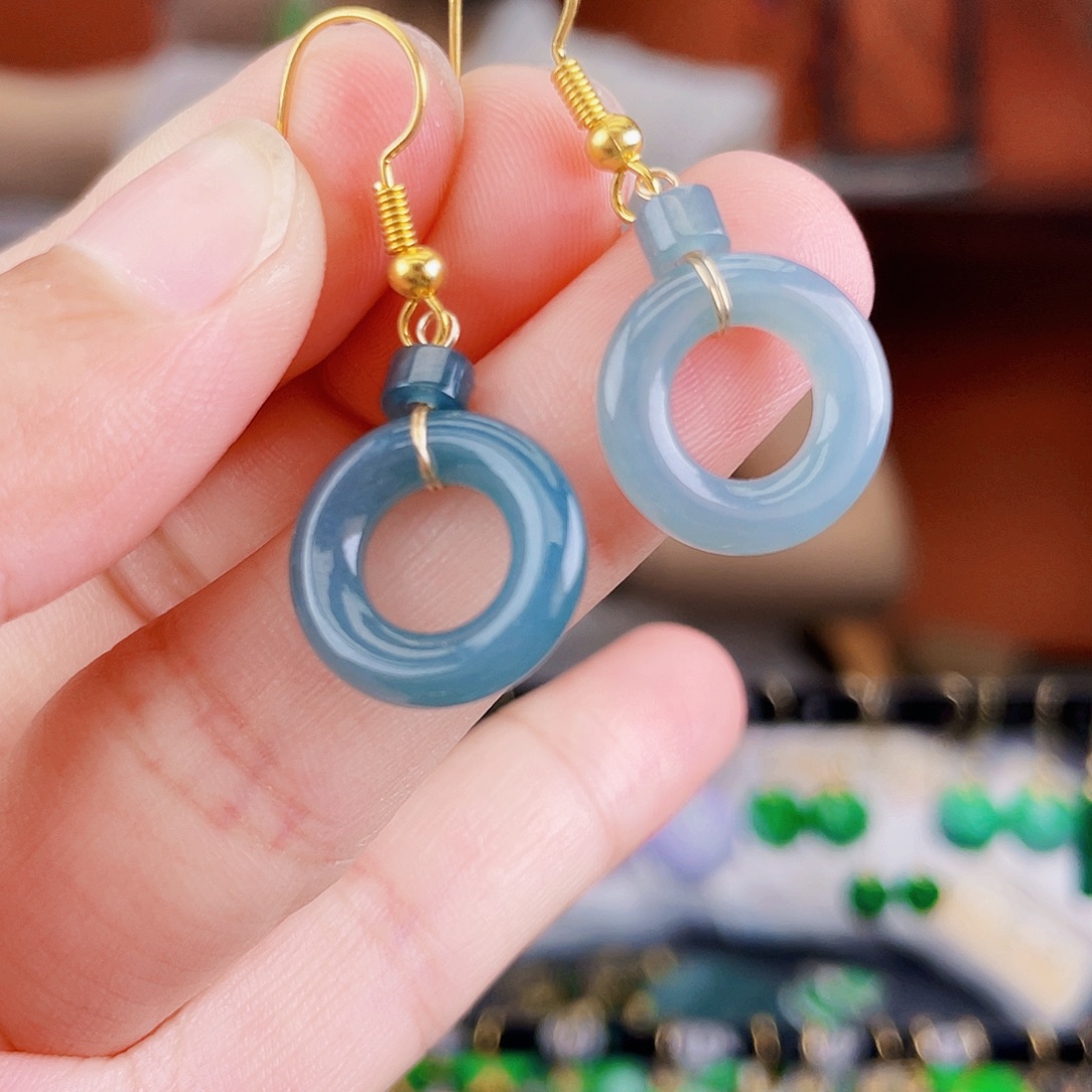 翡翠未镶嵌耳饰饰品