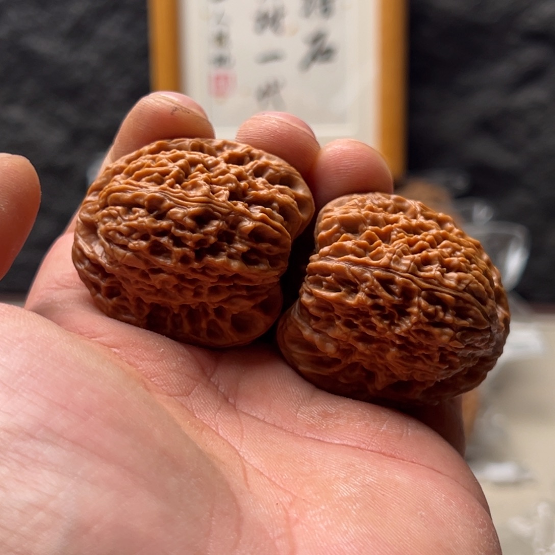 跨***商文玩核桃把件南疆41微修黄点