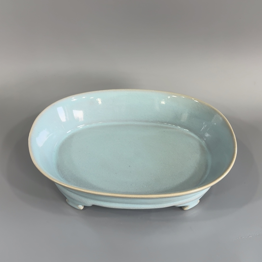 瓷天青水仙盆。。。。。