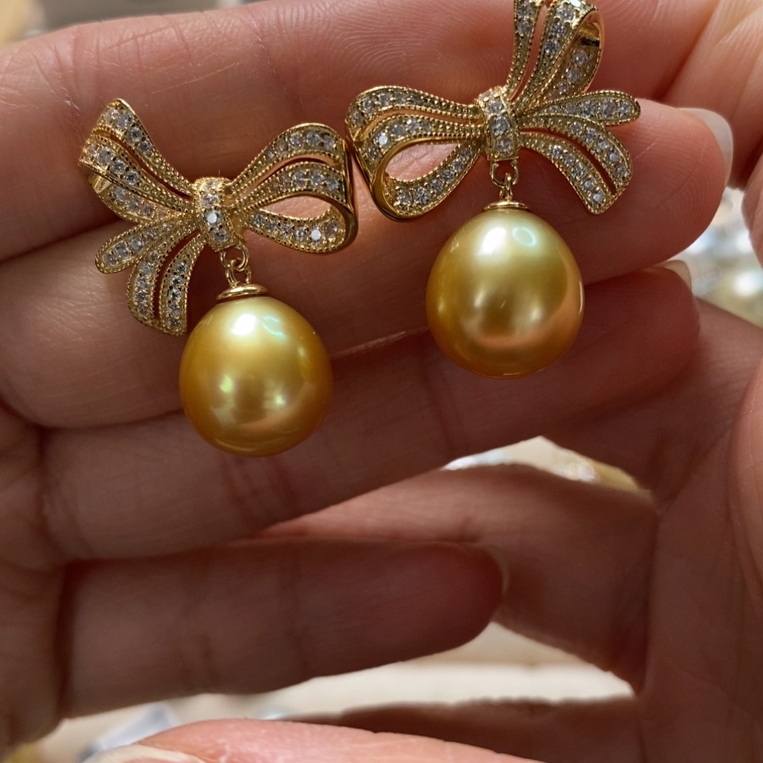 海水珍珠耳饰银S925镶嵌