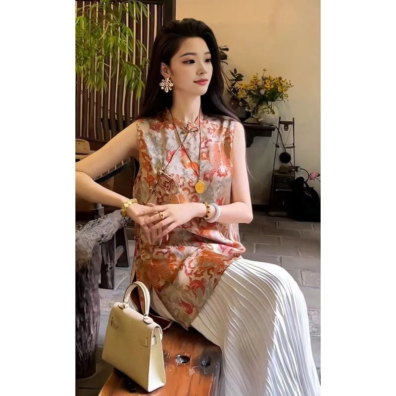 Y 锦鲤呈祥-新款国风新中式无袖气质显瘦小上衣SS26244