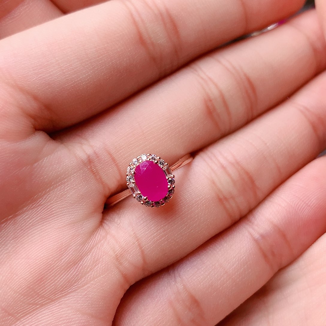 红宝石戒指银S925镶嵌