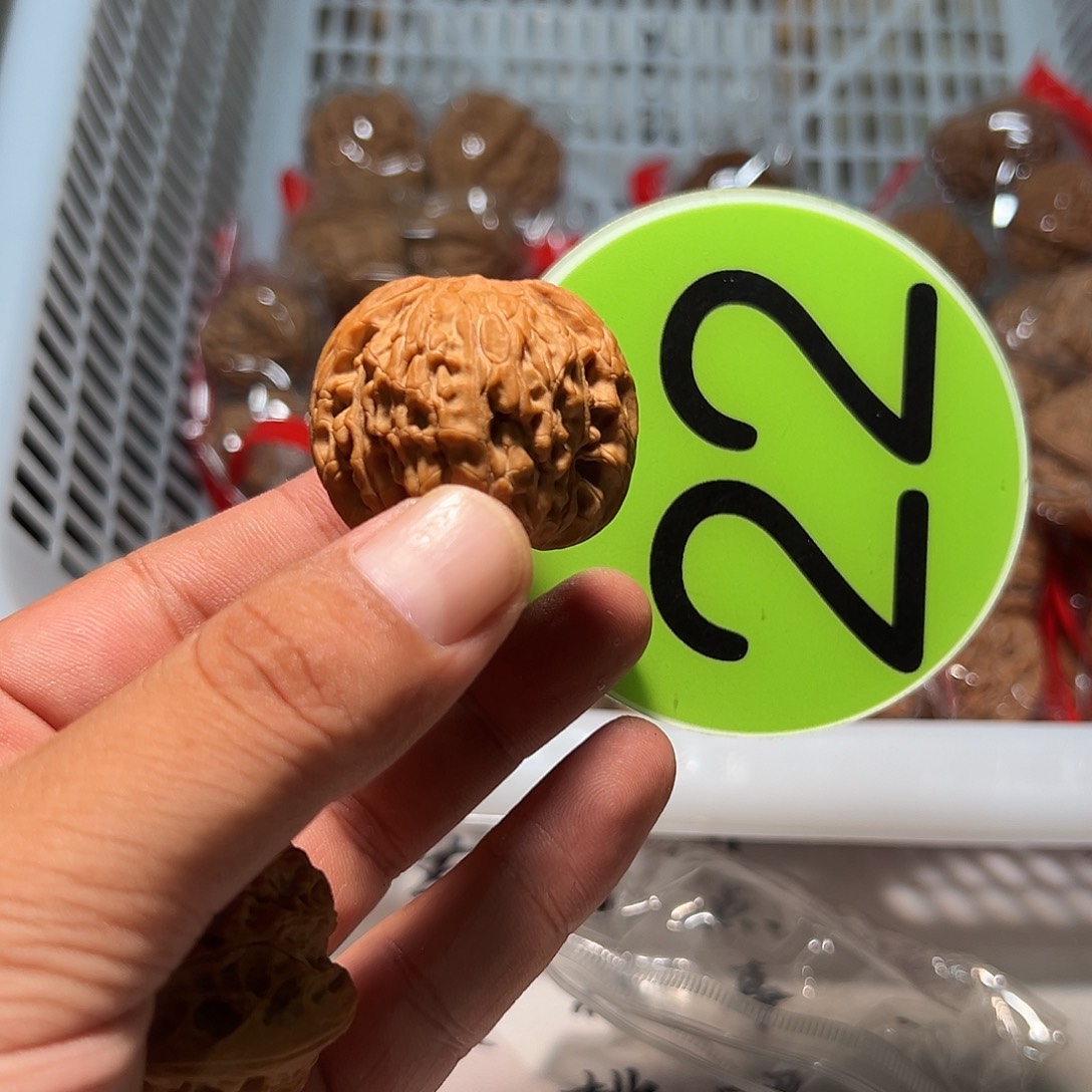 7***7文玩核桃，绿色22号