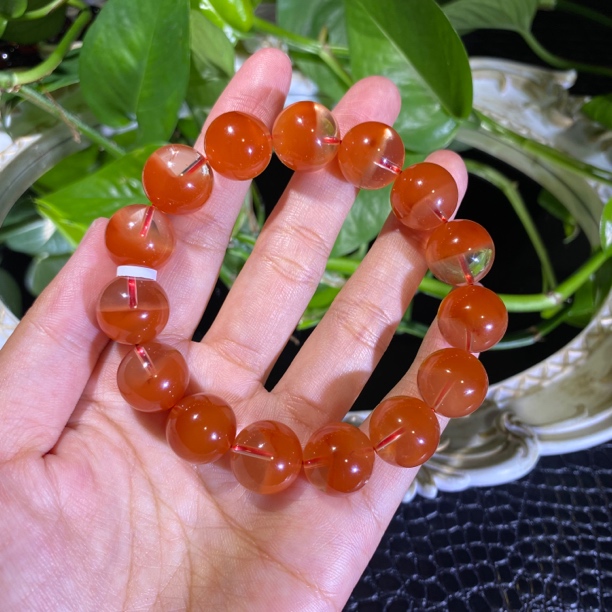 红兔毛水晶单圈14mm左右手串