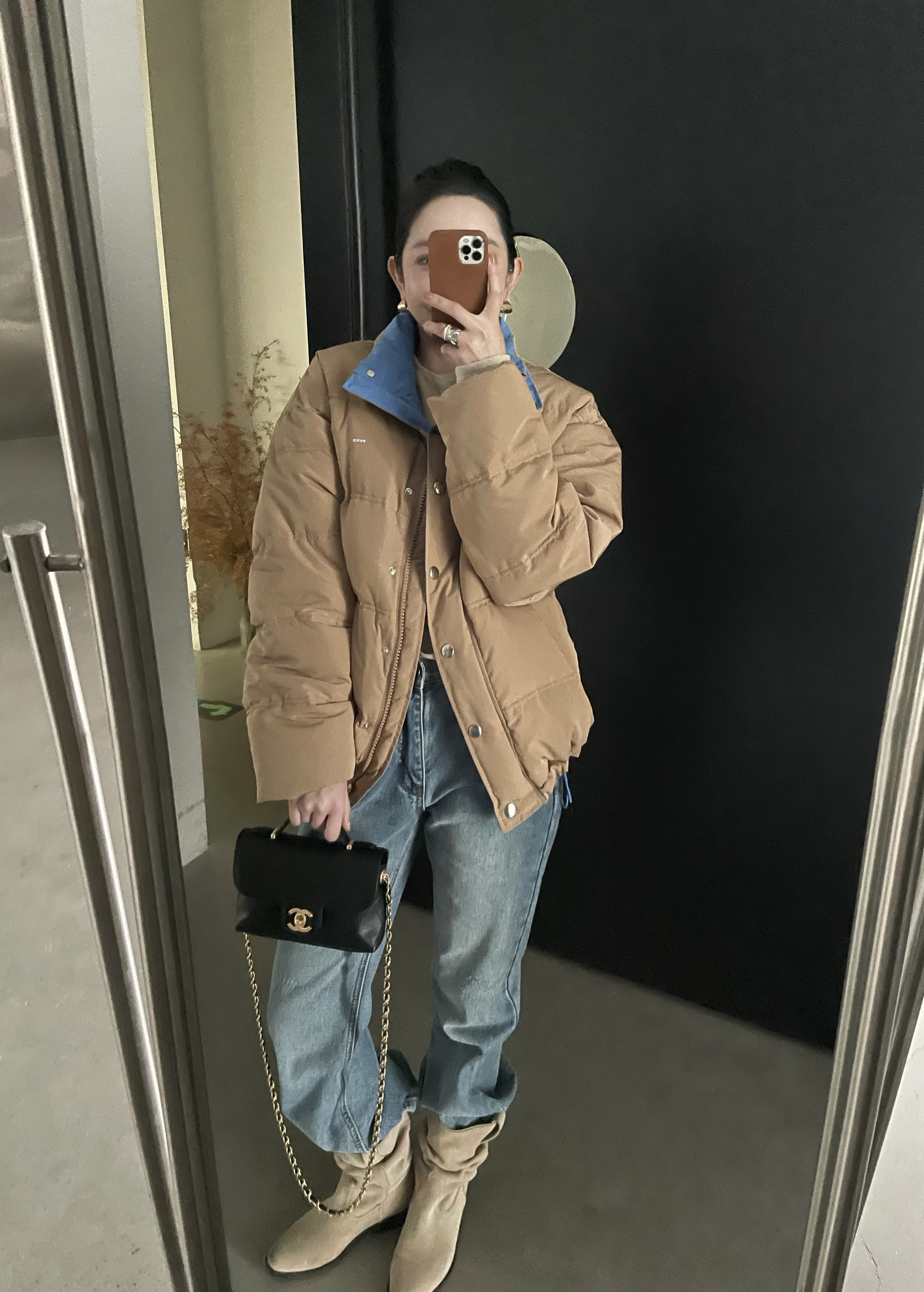 AZ-XJ 奶咖撞蓝鹅绒服 120404 新款NEW