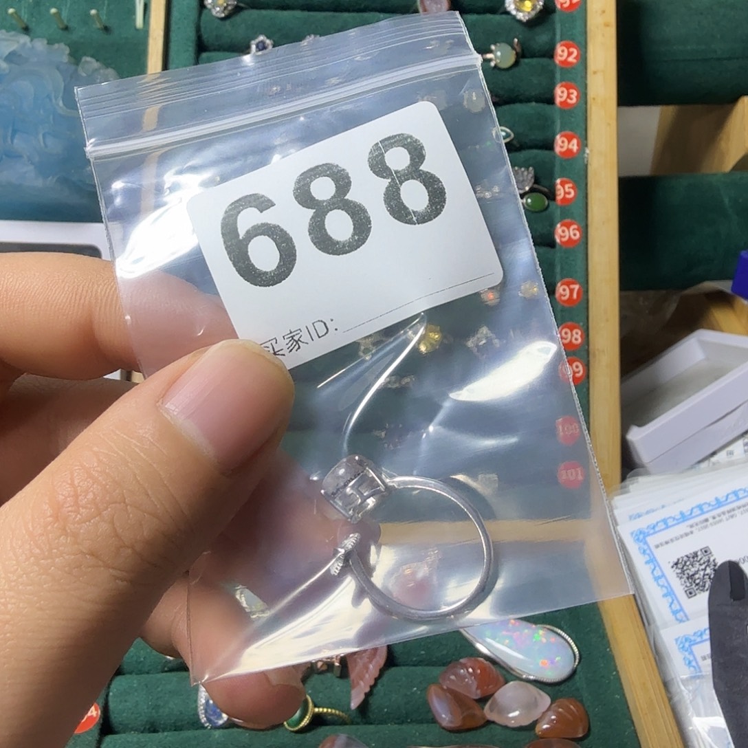 我***可戒指银S925镶嵌水晶