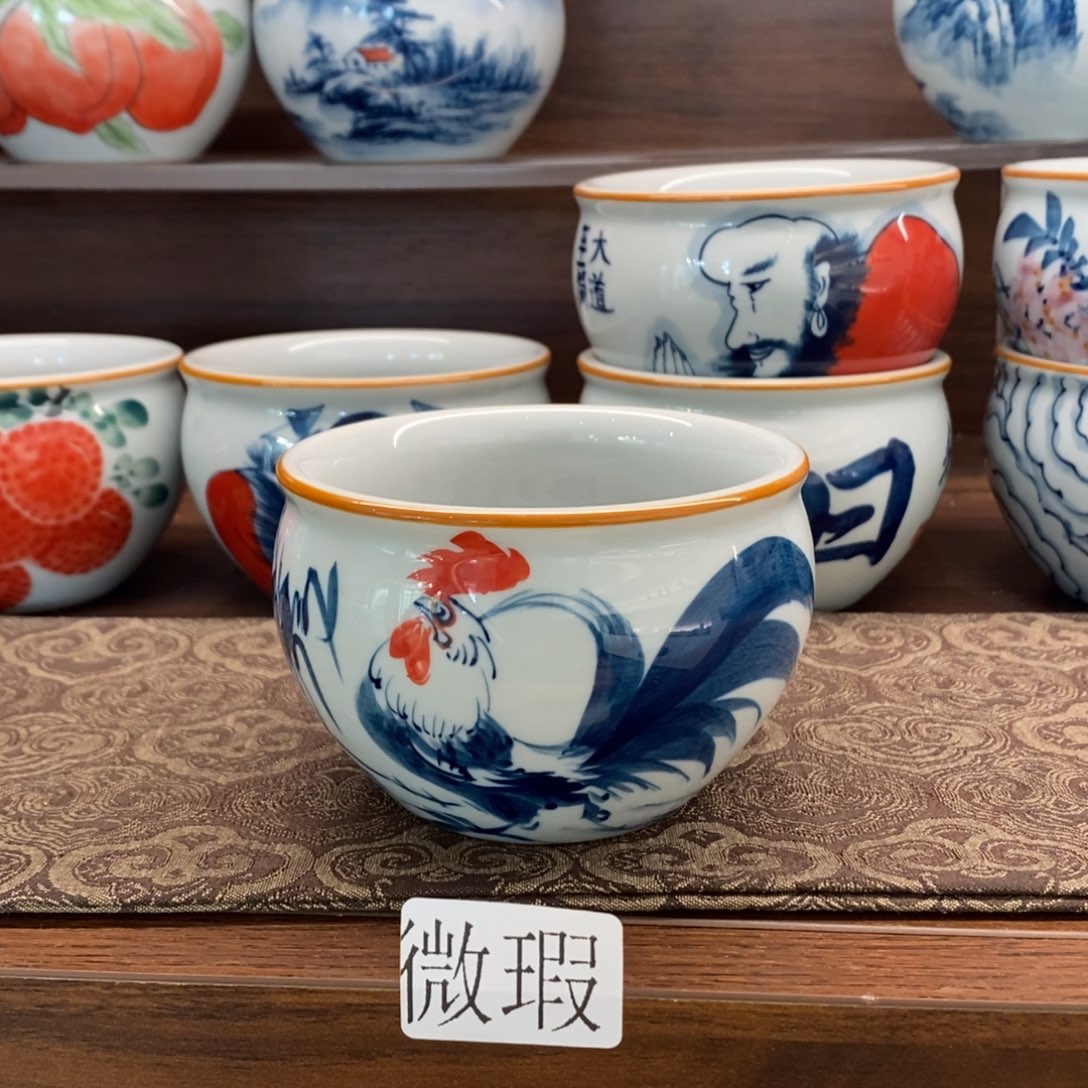 釉下手绘茶具微瑕手工绘制