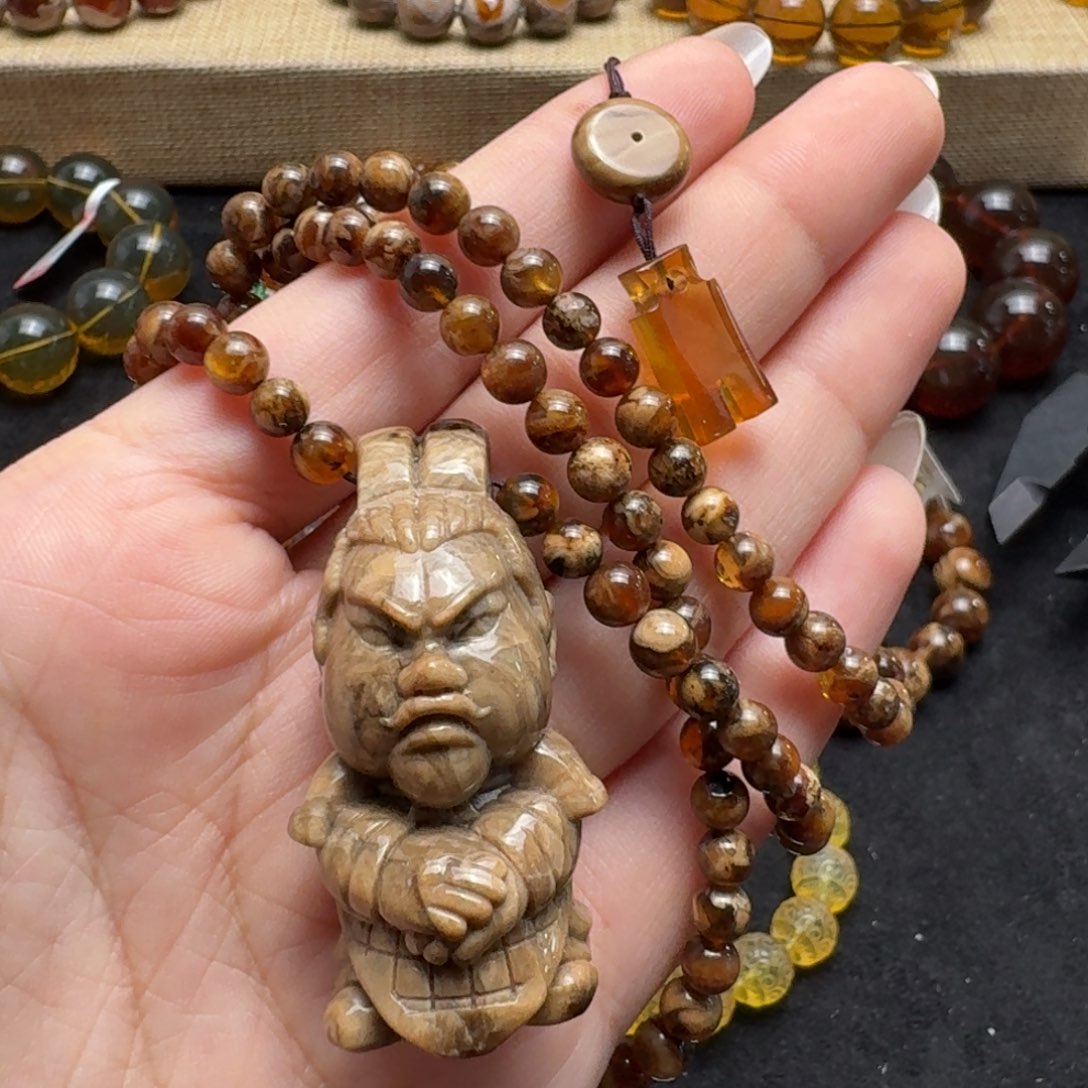 未镶嵌颈饰琥珀根蜡套链