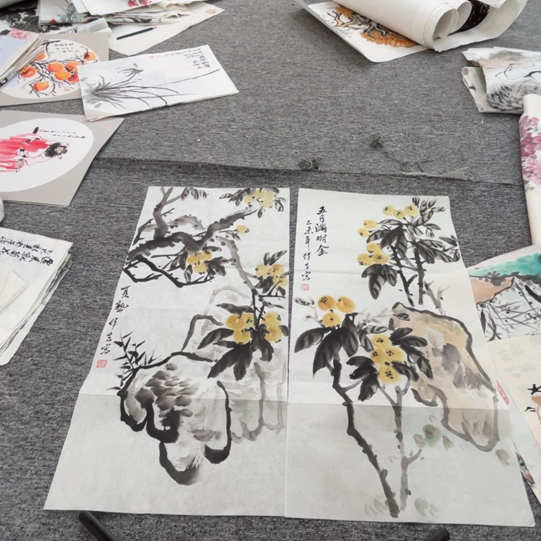 国画何伟生老师四尺四开绘画两张