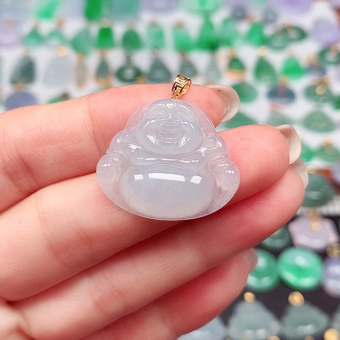 翡翠颈饰18K金镶嵌天然翡翠A货