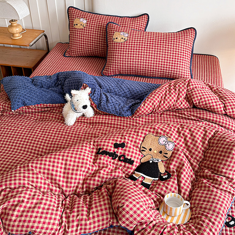 2025新款重工刺绣豆豆被-秋冬被 被芯 成人学生加厚单人可爱