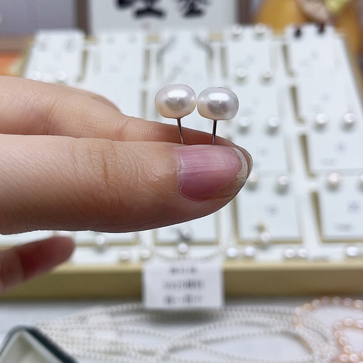 淡水珍珠耳饰银S925镶嵌w*f