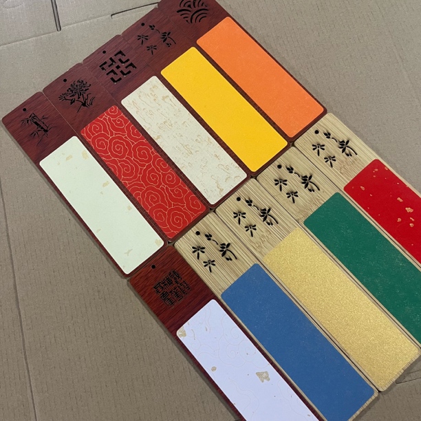 【木制加厚雕刻书签】加厚木质雕刻书签半生熟带流苏到手10个