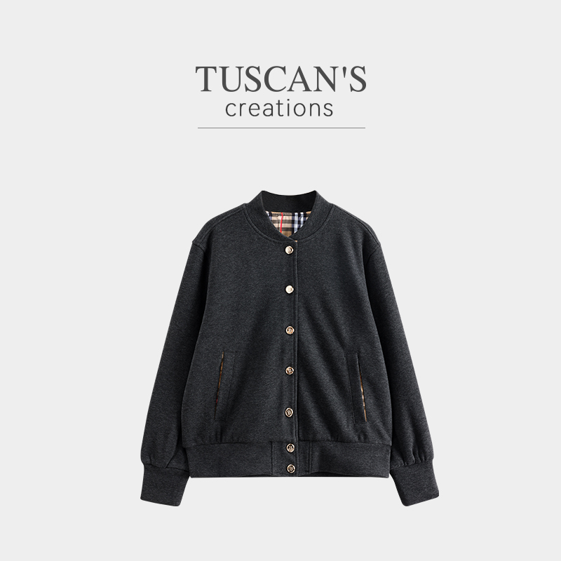TUSCAN'S CREATIONS冬季时尚宽休闲短款秋季复古女士宽松夹克外套