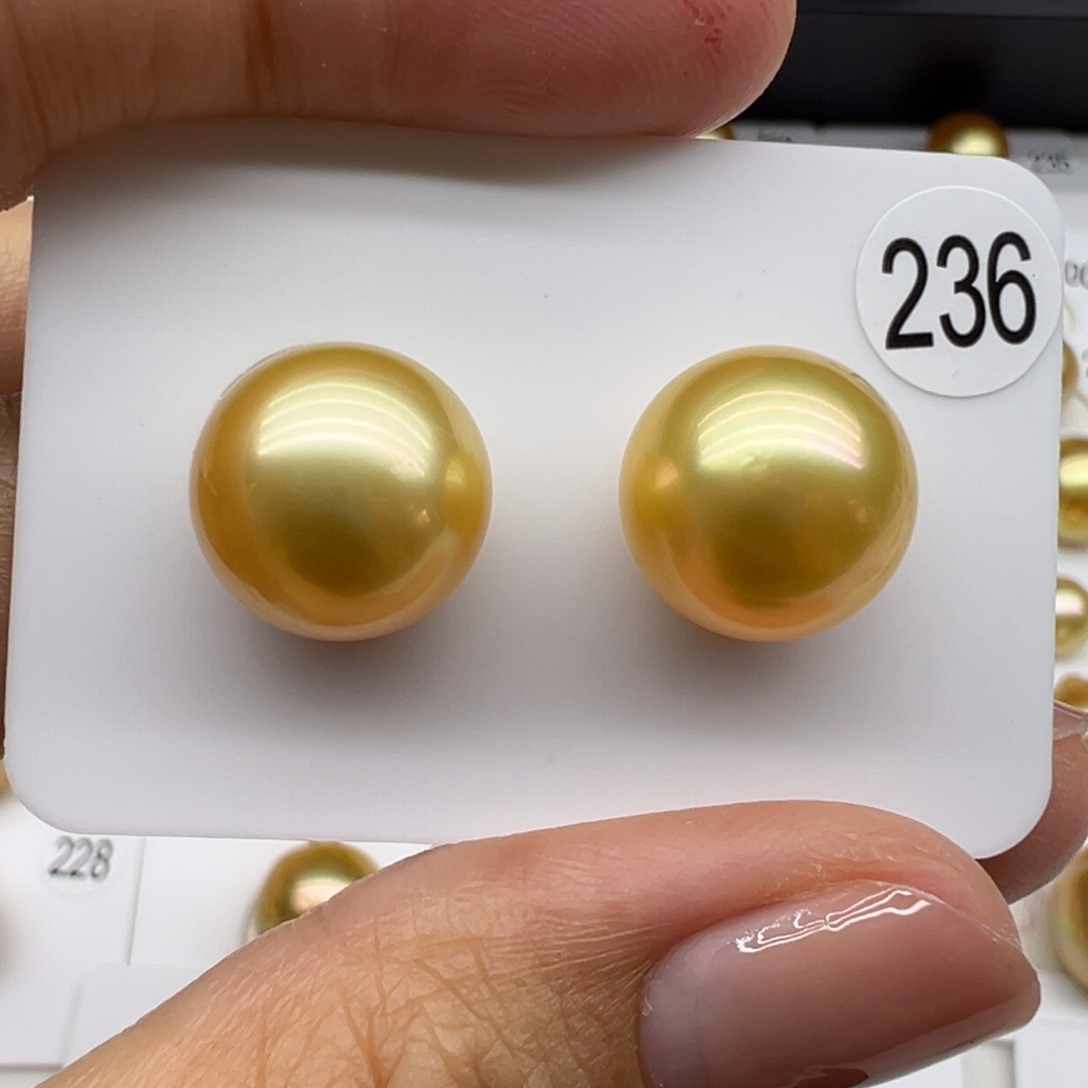 金珠对珠裸珠12+mm可做包镶款海水珍珠未镶嵌