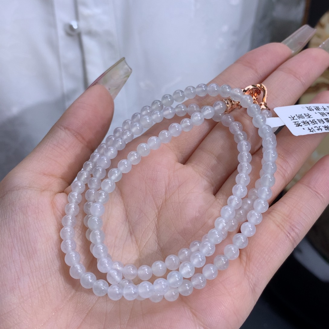 翡翠手链未镶嵌卡4.4冰润胶白冰