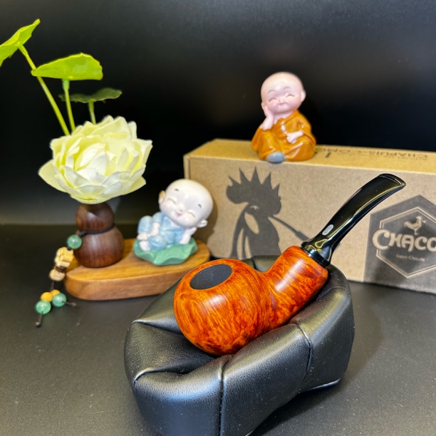 法国cc传统手工老式弯式石楠木男士便携大气室空腔烟斗