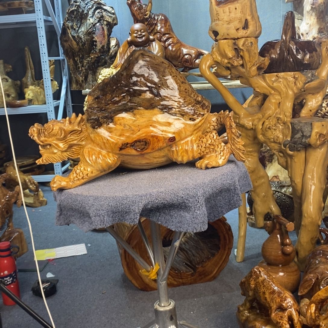 燕***来木木雕摆件龙龟香樟木