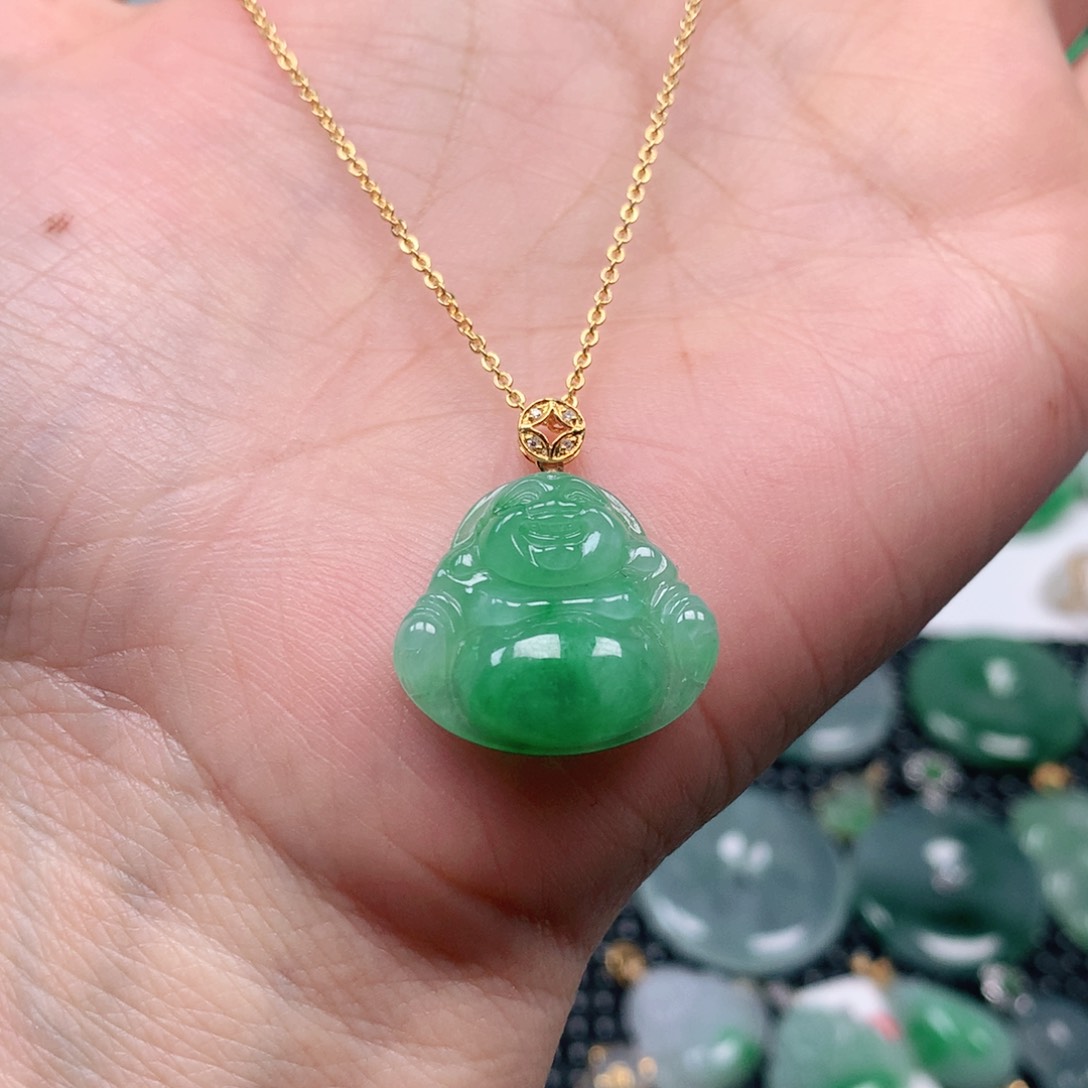 【闪购商品】翡翠吊坠(不含链)18K金镶嵌颖*