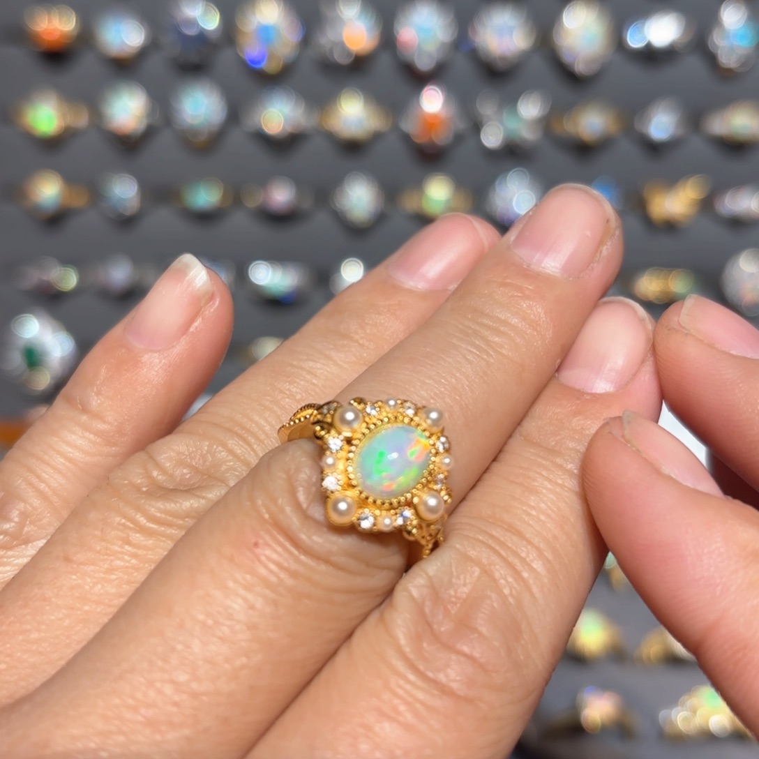 欧泊戒指银S925镶嵌欧波戒指