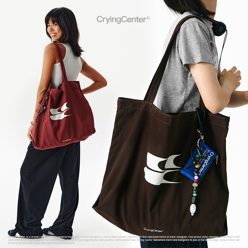 Crying center/哭喊中心低饱和莫兰迪色通勤大容量布包百搭便携