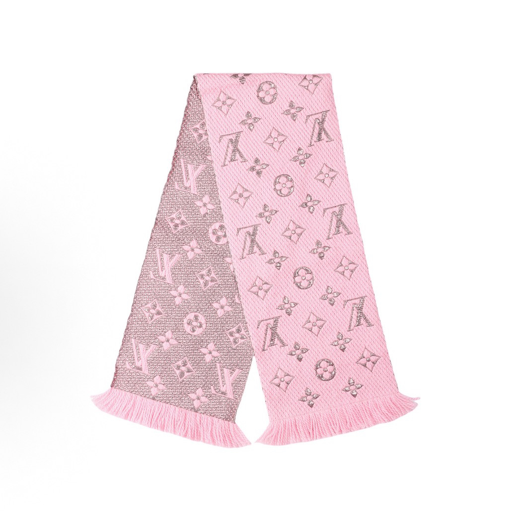 99新 LouisVuitton/路易威登 葡萄籽奢潮/LV 真丝芭蕾粉羊毛围巾/