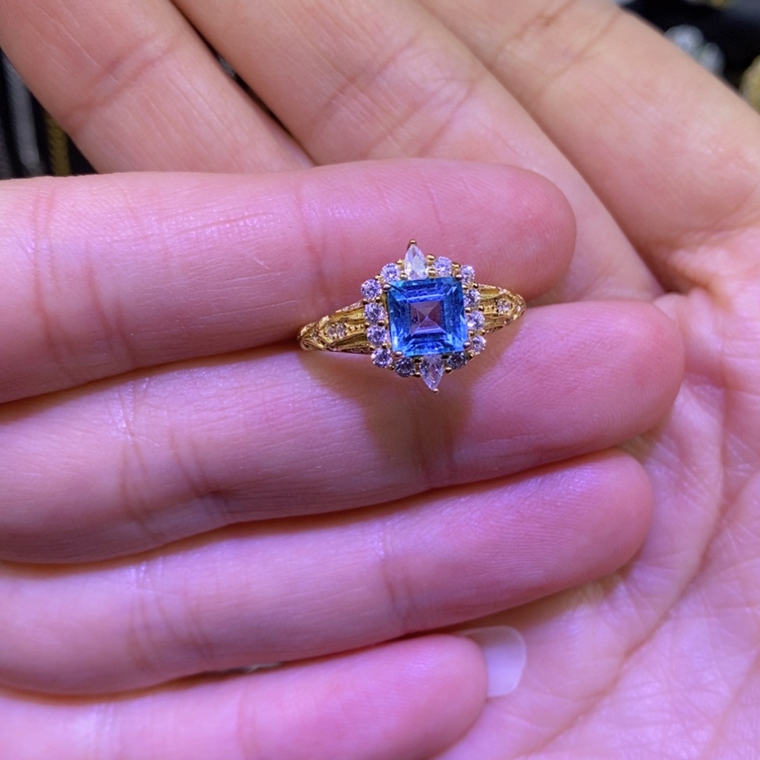 托帕石戒指银S925镶嵌