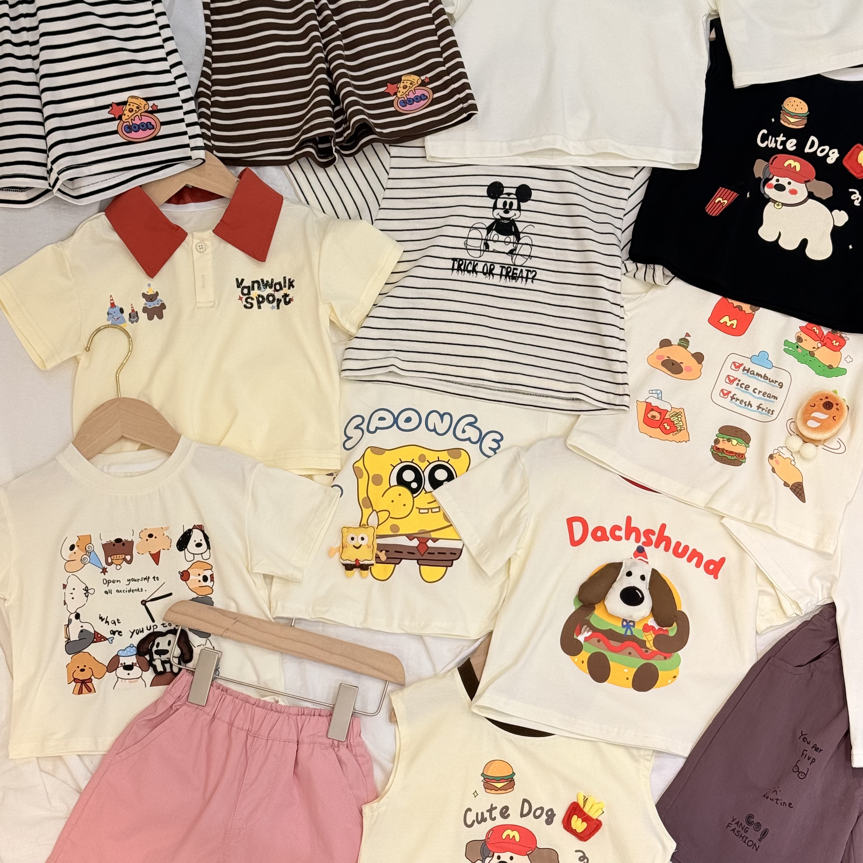 【夏季浮力】夏装夏季中性卡通短袖T恤男宝休闲女宝印花韩版套装