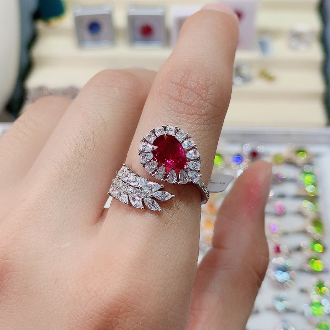 碧玺银S925镶嵌戒指戒指