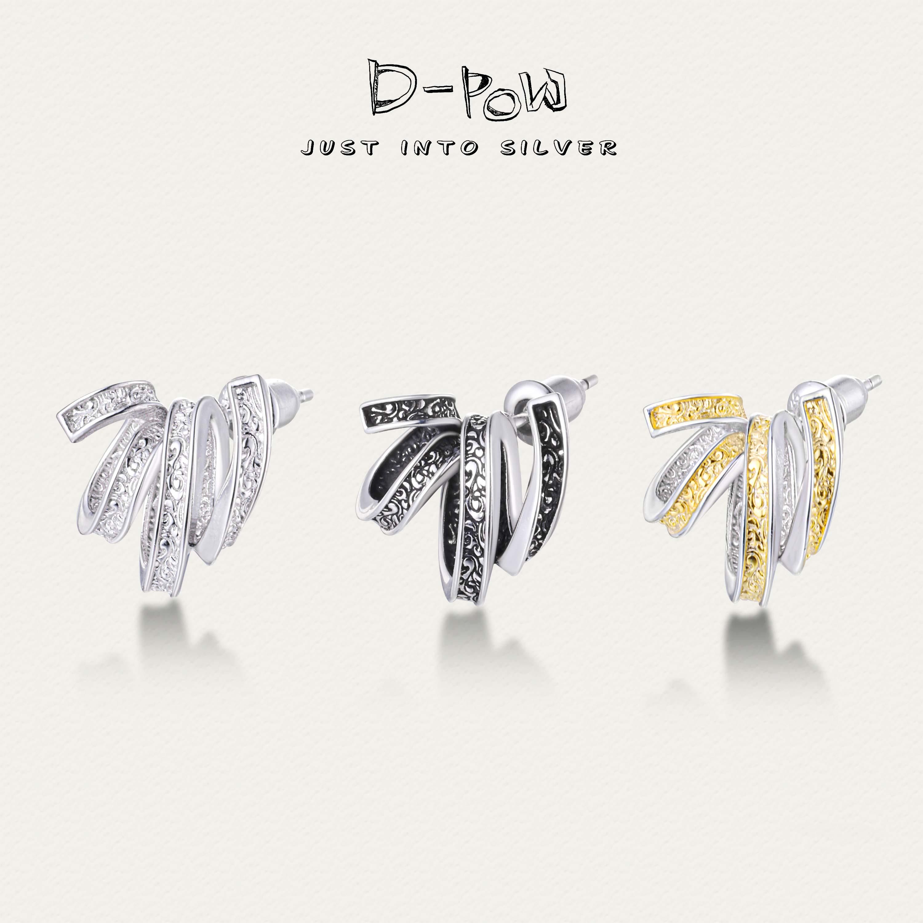 灯小炮 925银耳饰 【芭蕾光影】手工蕾丝耳钉（8982）气质小众银色