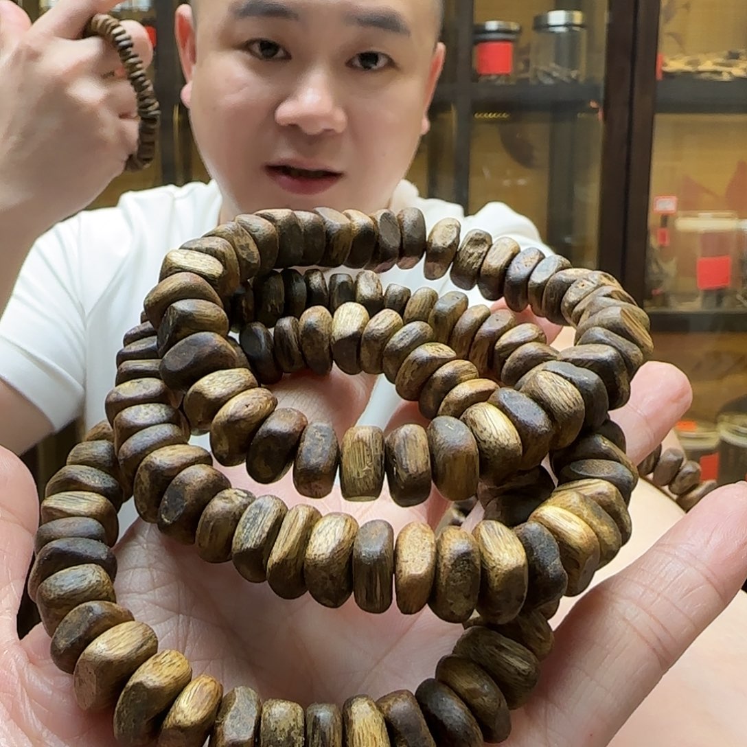 沉香手串5奇楠随形单圈 碎银珠12g+多样性发一串
