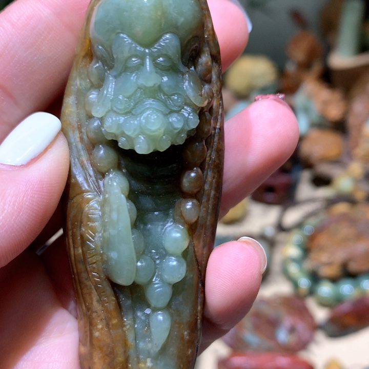 岫岩河磨玉（透闪石质玉）手把件未镶嵌