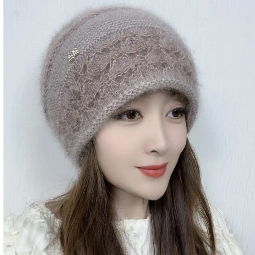 新款冬季松鼠韩版双层加厚堆堆时尚秋冬保暖百搭包头针织女士帽子