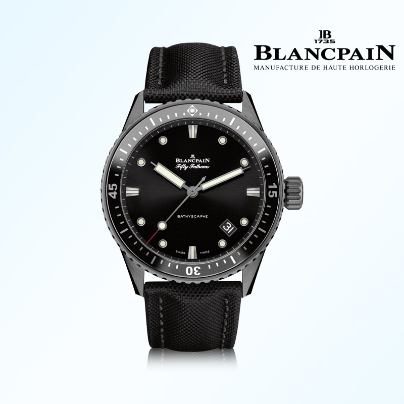 99新 Blancpain 五十噚5000黑陶瓷经典运动款/表径43mm