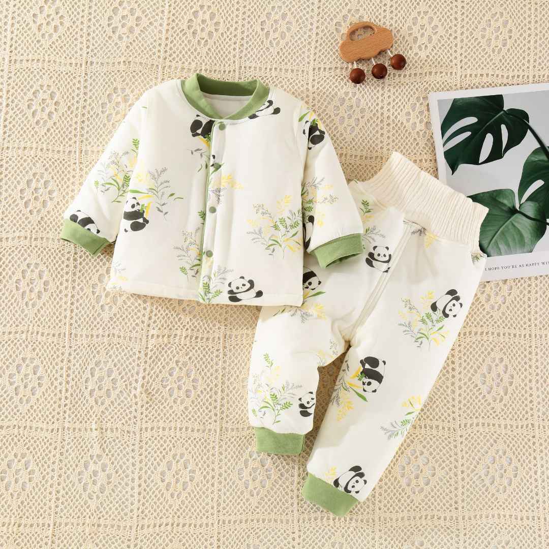 【套装】150克纯棉套装婴儿秋冬季棉服婴幼儿高腰护肚衣服对开洋气