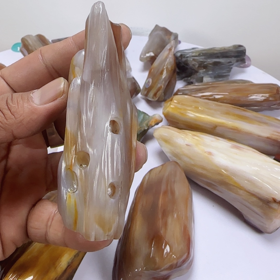 幸***发硅化玉未镶嵌手把
