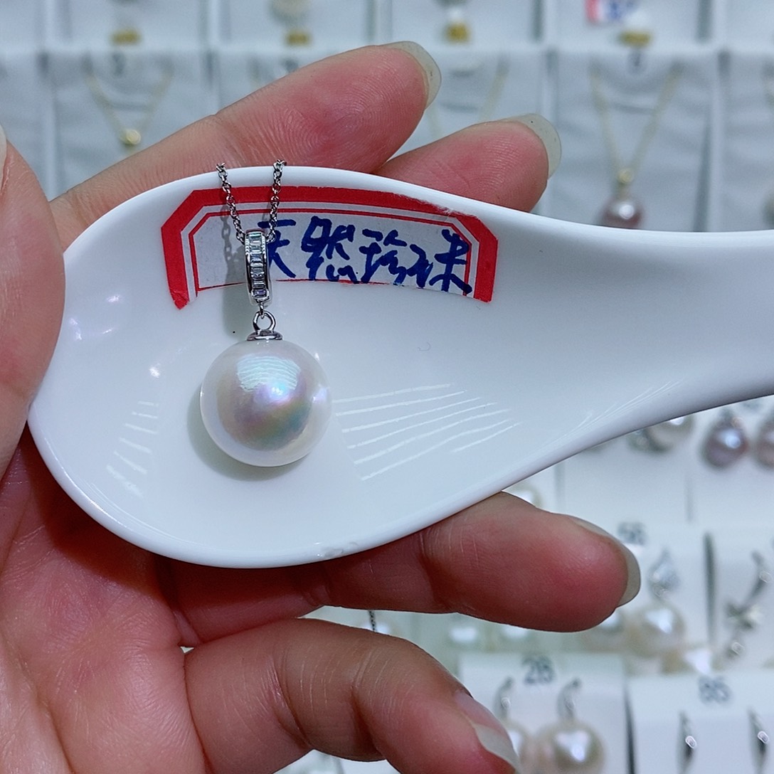 淡水珍珠银S925镶嵌吊坠(赠链)
