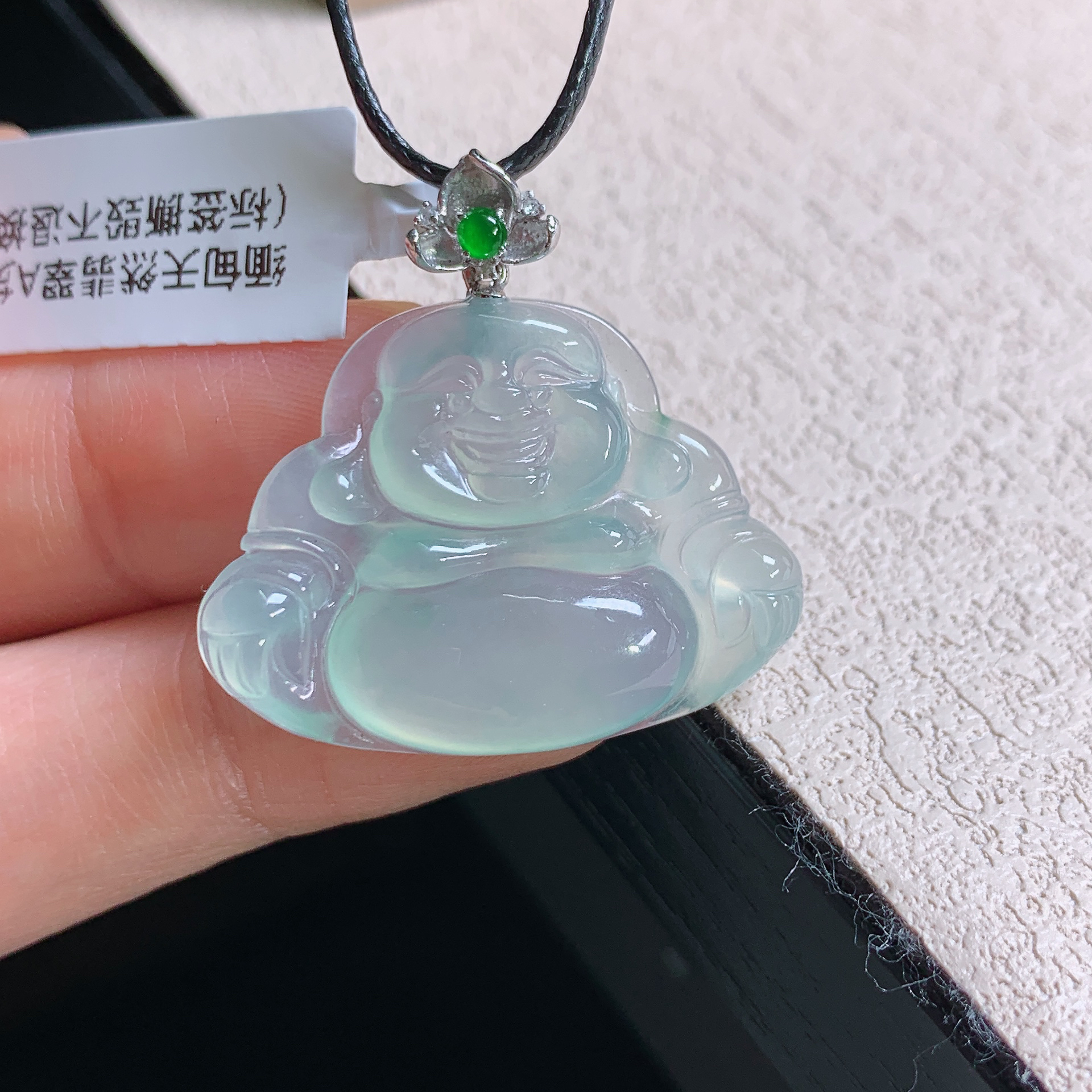 缅甸天然翡翠A货老坑冰种佛公吊坠高品质精雕礼物22.2×29.8×4.7