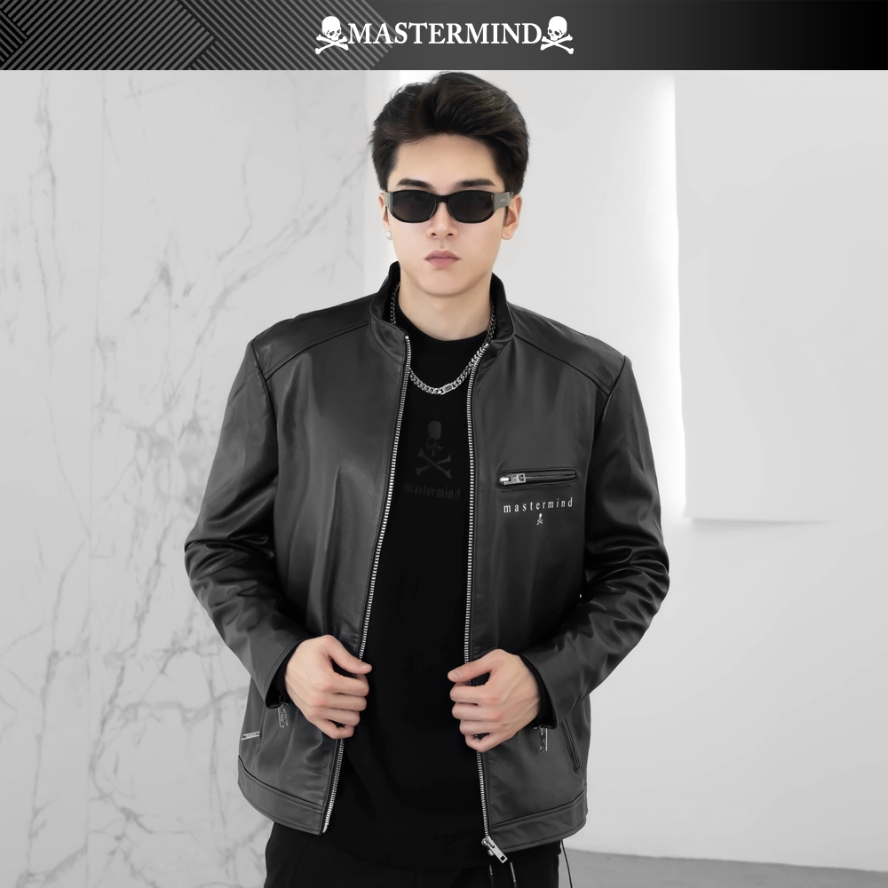 MASTERMIND PANDA暗黑潮牌男士休闲潮流修身秋冬立领皮衣MJ24051