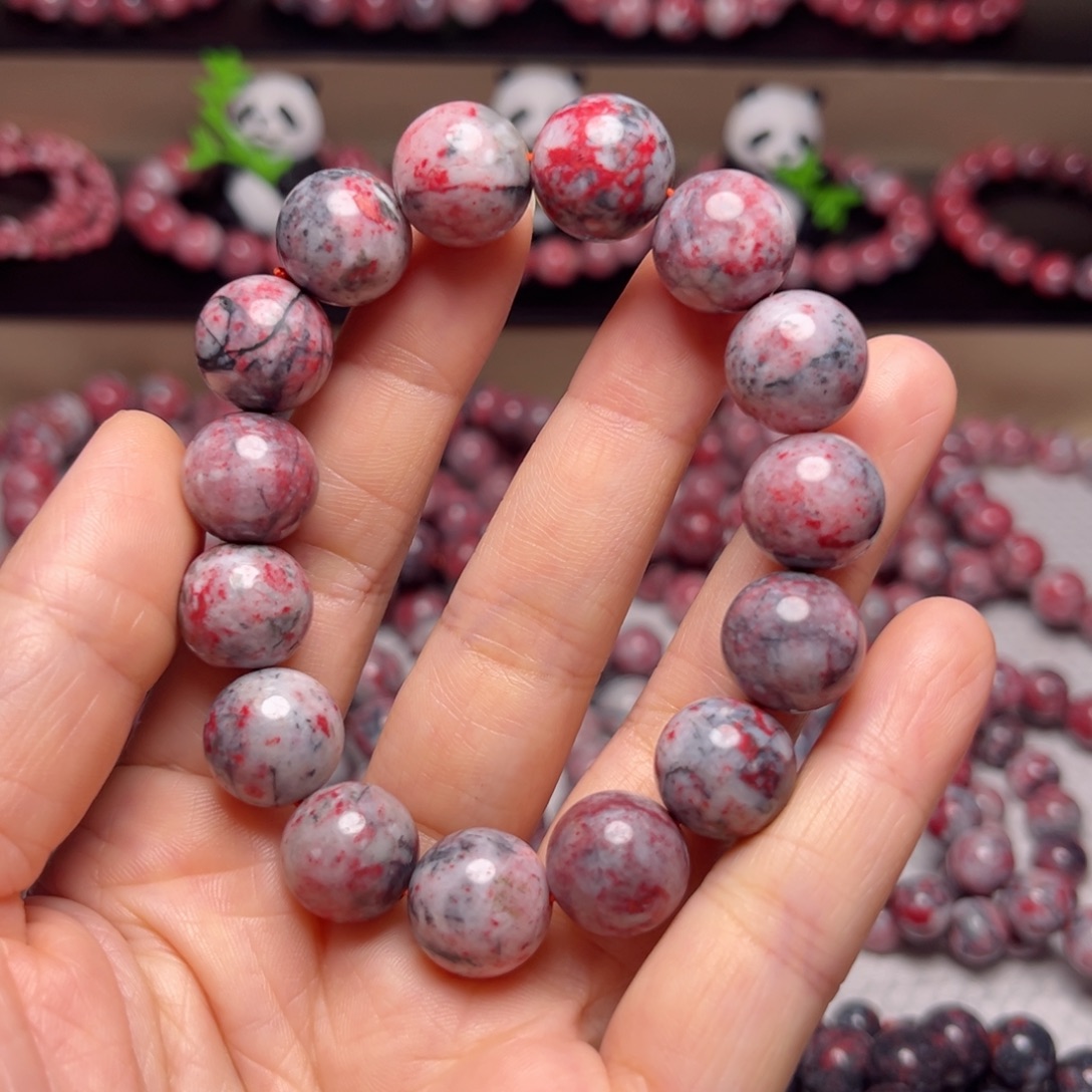 天然辰砂原石手串卡13+