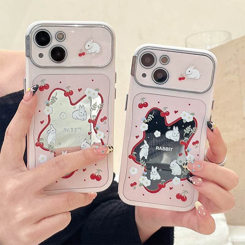 樱桃兔子电镀镜头膜适用苹果16promax手机壳iPhone15新款14/13