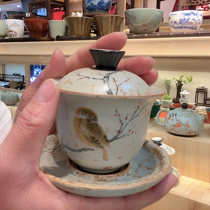 火石烧盖碗瓷器瓷