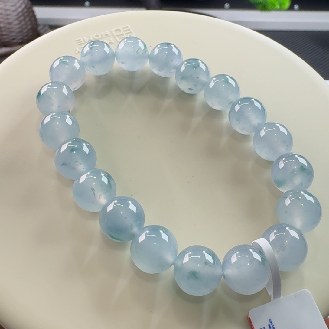 翡翠手链未镶嵌高冰蓝紫飘花手串卡10 韵味！