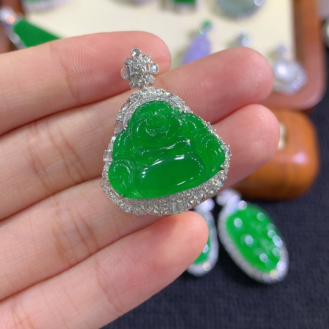 【闪购商品】翡翠18K金镶嵌吊坠(不含链)佛公