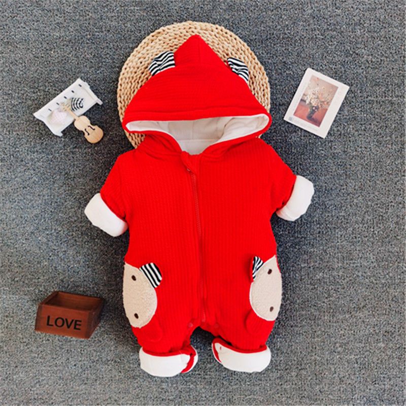 爬服哈衣菱形小兔保暖蝴蝶衣幼儿冬季加厚秋冬季