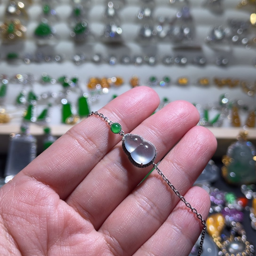 翡翠手链18K金镶嵌葫芦手链