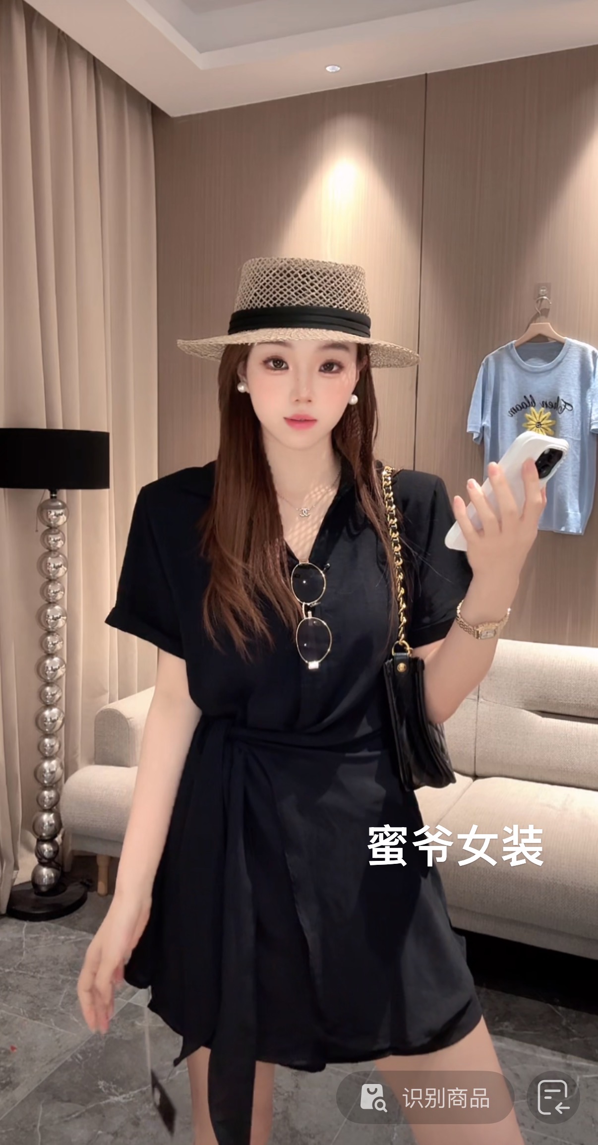 【蜜爷家】设计感拼带衬衫+短裤套装8187#