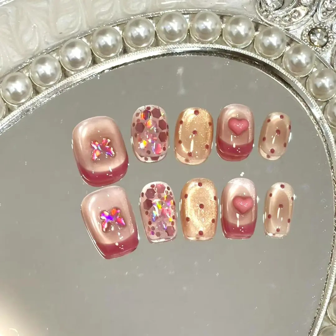 在仓  【冰美粉法式】 戴戴喵美甲设计师纯手工穿戴甲级百搭手工甲