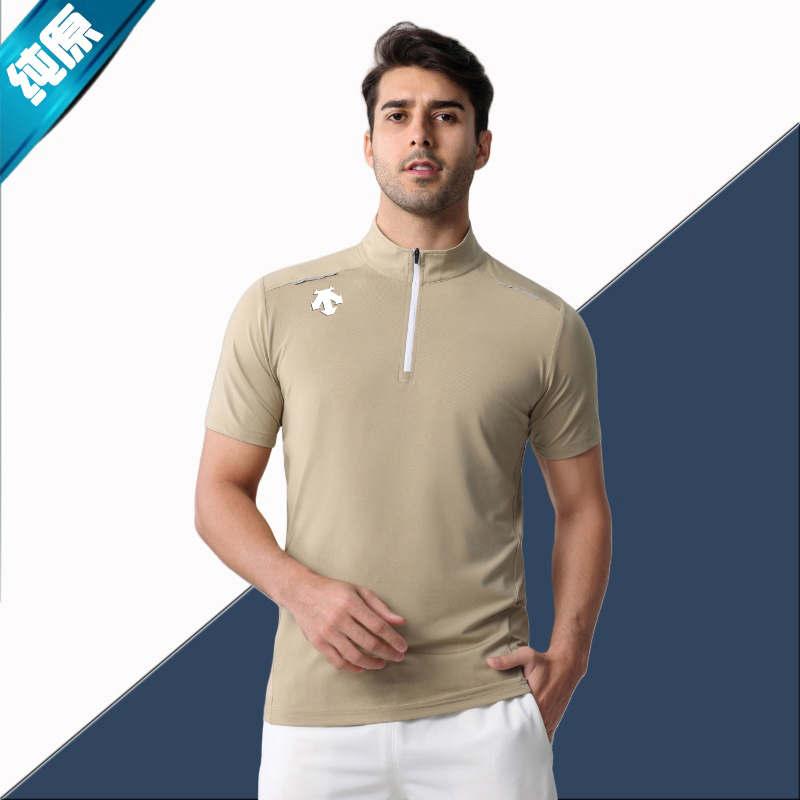 【品牌纯原】D桑特运动短袖T恤男立领速干梭织户外综训体恤情侣款