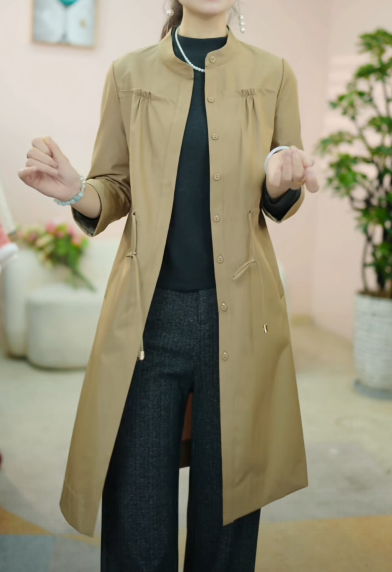 【Z3396】收腰显瘦时尚女士百搭休闲风衣外套F11
